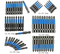 Magnetic 10pcs Screwdriver Bits 50mm Non Slip, Includes PH1, PH2, PH3, PZ1, PZ2, PZ3 for Effective Use (PH2)