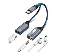 Magnetic 2-in-1 USB C to 3.5mm Headphone Audio Jack & Fast Charger Adapter Splitter Converter Dongle Aux Cable Accessories for iPhone 15/16 Pro/Max/Plus, iPad, Samsung Galaxy S23/S24 Ultra, Note 20