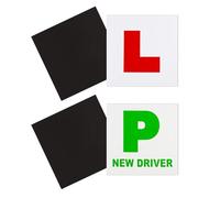 Magnetic 4 Pack,2 Pcs Magnetic P Plates & 2 Pcs L Plates for Car Magnetic New Driver Stickers, Weatherproof Learner Plates Stickers for New Pass Drivers Gifts(Red and Green)