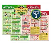 Magnetic 8.5x11 Kidney-Friendly Foods Poster - Visual Renal Diet Chart, Nutrition Reference, Safe Meal Planner - Strong Waterproof Fridge Magnet for Kidney Support and Health Food Guide (Set of 2)
