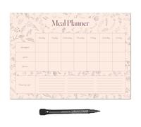 Magnetic A4 Weekly Meal Planner and Shopping List for Fridge, Whiteboard or Office with Dry Erase Wild Flowers Design - Get Organised and Reduce Stress