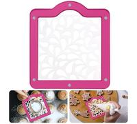 Magnetic Acrylic Cookie Stencil Holder,Cookie Stencil Frame Stencils for Royal Icing,Magnetic Template Frame for Cooking Cake Coffee Dessert Decoration Supplies (Pink Square-6.7 * 6.1 in)
