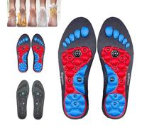 Magnetic Acupressure Insoles for Women and Men - Get Relief for Painful Feet, Orthopedic Support (Blue+Red, M)