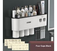 Magnetic Adsorption Inverted Toothbrush Holder Double Automatic Toothpaste Squeezer Dispenser Storage Rack Bathroom Accessories