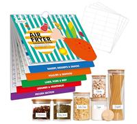 Magnetic Air Fryer Cheat Sheet, Air Fryer Cooking Guide Booklet with 72 Removable Blank Labels, Cooking Time Temp Chart Recipe Guide for Quick Reference