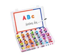 Magnetic Alphabet Kit with 104Letters, Thick Foam Fridge Magnets for Kids, Uppercase Lowercase kit with Double-Side Magnetic Board-Foam, Kids Preschool Spelling and Learning with Pens Eraser
