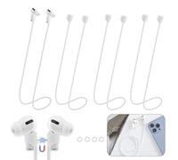 Magnetic Anti-Lost Straps for AirPods,4 Pack Ultra Strong Magnetic AirPods Strap Anti-Lost Neck Rope Cord,Soft Silicone Sports Lanyard Compatible with AirPods 1&2/ Pro /2nd/3rd (4 Pack White)