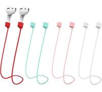 Magnetic Anti-Lost Straps for AirPods,4 Pack Ultra Strong Magnetic AirPods Strap Anti-Lost Neck Rope Cord,Soft Silicone Sports Lanyard Compatible with AirPods 1&2/ Pro /2nd/3rd (White+Red+Green+Pink)