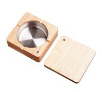 Magnetic Ashtray, Solid Wood Decorative Ashtray, Detail Texture, Drop Resistance, Suitable for Home/Office Use(light,10 * 10 * 4.3)