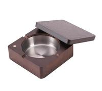 Magnetic Ashtray, Solid Wood Decorative Ashtray, Detail Texture, Drop Resistance, Suitable for Home/Office Use(Dark,10 * 10 * 4.3)