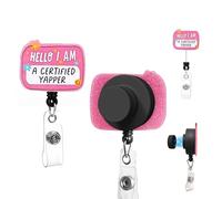 Magnetic Badge Holder Hello I Am a Certified Yapper Retractable Badge Reel with Clip, Funny Pink ID Card Clip for Nurses Social Worker