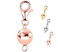 Magnetic Ball Lock with Lobster Clasp in Rose Gold Plated 925 Sterling Silver Necklace Extender Metal Weight 1 Gram Lightweight and Easy to wear Dual-Clasp Design Jewellery
