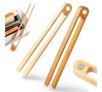 Magnetic Bamboo Toaster Tongs, 22 cm, Set of 2 | With Built-in Magnet for Toast, Fruit, Cheese and Bacon