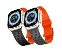 Magnetic Band Compatible with Apple Watch Ultra 2/Ultra Band for Men 49mm 46mm 45mm 44mm 42mm, Silicone Sport Waterproof Loop Strap Magnet Link for iWatch Series SE 10 9 8 7 6 5 4 3 2 1(BlackOrange+