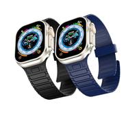 Magnetic Band Compatible with Apple Watch Ultra 2/Ultra Band for Men 49mm 46mm 45mm 44mm 42mm, Silicone Sport Waterproof Loop Strap Magnet Link for iWatch Series SE 10 9 8 7 6 5 4 3 2 1(Black+Blue