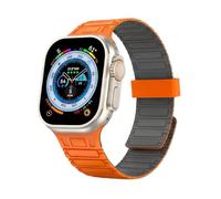 Magnetic Band Compatible with Apple Watch Ultra 3/2/1 Band for Men 49mm 46mm 45mm 44mm 42mm, Silicone Sport Waterproof Loop Strap Magnet Link for iWatch Series SE 11 10 9 8 7 6 5 4 3 2 1(OrangeGrey)