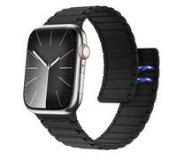 Magnetic Band Compatible with Apple Watch Ultra/Ultra2 49mm/Series SE/10/9/8/7/6/5/4/3/2/1 42/44/45/46mm,Silicone Watch Strap Strong Magnet Link Solo Loop Adjustable Wristband,Black