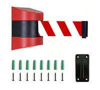 Magnetic Barrier Tape Retractable ， Retractable Belt Barrier Wall Mount Multicolor 2-10m for Airport Hotel Playground(Red - Punched Hole,2m)