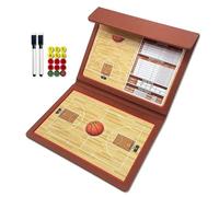 Magnetic Basketball Clipboard，Leather Covered, Foldable and Portable Tactics Board for Basketball with 1 Set of Magnetic Chess Pieces, 2 Markers