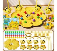 Magnetic Bee Catcher Game - Magnetic Busy Bees Game for kids, Outdoor Backyard Fun Family Night Party Board Games, Portable Board Game with Magnetic Wands for Garden Picnic Camping (Yellow, 4 Player)