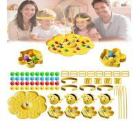 Magnetic Bee String Game - Fun Family Outdoor Toy 2025 Edition with Headband Fishing&Picking Game,Colorful Multifunctional Magnetic Bee Toy String Games,Educational Focus Party Travel Play (2-Player)