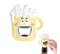 Magnetic Beer Bottle Opener, Novelty Funny Bottle Opener Stainless Steel Bottle Cap Opener with Soft Silicone Cover Fun Beer Gifts for Men, Beer Gadgets Attach to Fridge for Bar Litchen Party