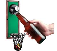 Magnetic Billiard Ball Bottle Opener Wall Mounted with Cap Catcher - 2 in 1 Metal Beer Opener & Cap Collector | Home Bar Accessories for Kitchen, Man Cave, Yard Decor | Unique Birthday Gifts for Men,