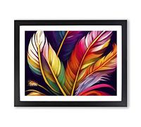 Magnetic Bird Feathers H1022 Framed Print for Living Room Bedroom Home Office Décor, Wall Art Picture Ready to Hang, Black A4 Frame (34 x 25 cm)