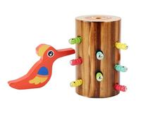 Magnetic Bird Toy - Small Spike 7.3 x 12 cm Strengthens Mental Power | Wooden Magnetic Feeding Game for Birds, Woodpecker Worm Toy for Fine Motor Skills 2-3A