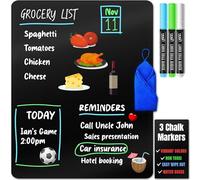 Magnetic Black Dry Erase Board for Fridge - A3 / 43x28 cm - Stain Resistant with 3 Magnetic, Fine Tip Neon Chalk Markers, Erasable Refrigerator Blackboard Kitchen Menu & Grocery List - by Yes4Quality