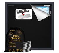 Magnetic Blackout Blind 150x145cm - No Drill Adhesive Window Shade for Bedroom,Easy Install Temporary Light Blocking Cover for Nursery,RV,Travel-Black