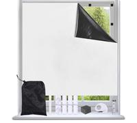 Magnetic Blackout Blinds No Drill Cut to Size Portable Black out Curtains Self Adhesive Stick on Temporary Shades Window Cover for Bedroom Nursery Windows Doors (1, White, 120W x 180H cm)