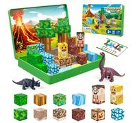 Magnetic Blocks - 52Pcs Dinosaur Mini Travel Magnetic Tiles Set Building Blocks Toys for 3 4 5 6 7 8 Year Old Boys Girls Plane Activities for Kids Learning Travel Toys for Kids Birthday Gift for Kids