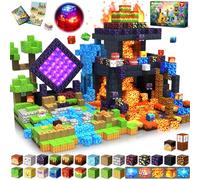 Magnetic Blocks, Dark Light 300 Pcs Magnetic Building Blocks Flashing Cubes Dinosaur, Stacking Tiles STEM Sensory Games Toys for Kids Boys Girls Ages 3 4 5 6 7 8 9 10 Christmas Birthday Gifts