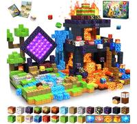 Magnetic Blocks, Dark Light 300 Pcs Magnetic Building Blocks Flashing Cubes Dinosaur, Stacking Tiles STEM Sensory Games Toys for Kids Boys Girls Ages 3 4 5 6 7 8 9 10 Christmas Birthday Gifts