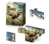 Magnetic Blocks Magic Magnetic 3D Puzzle Cubes, Dinosaur Pattern Toy, 16 Pcs Children's Magnetic BlocksEducational Toys and Stress Relief Fidget Toys for Kids Adults (Dinosaur World)…
