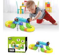 Magnetic Blocks-Magnetic Race Track Set,Magnetic Cube Train Track Building Set Electric Train Sets Flexible Race Tracks Fusion Toy Creative DIY Cube Railway System with Locomotive (62pc-set)