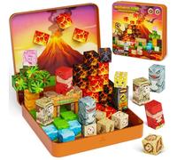Magnetic Blocks Travel Set for Boy: 49pcs Dinosaur Magnet Cubes Iron Case