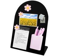 Magnetic Board, 28 * 20 * 10cm Magnetic Bulletin Board, Metal Magnet Display Stand, Magnetic Notice Board for Tabletops, Fridge Magnet Board for Home Bedroom School Kitchen Office (Black)