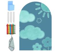 Magnetic Board Children's Self-Adhesive Magnetic Wall Children Curved Magnetic Film Children's Room Montessori Magnetic Wall Child Magnetic Board Wall with Pastel Colours Chalks for Girls Boys