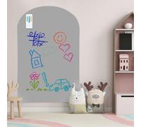 Magnetic Board for Wall, 80x118cm Arched Magnetic Wall Decal Self Adhesive Magnetic Chalk Board with 12 Chalk Sticks, 1 Cleaning Rag, Drawing Board for Playroom Home Office School