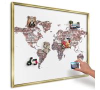 Magnetic Board for Wall 80x60 cm | Gold Frame | Brick World