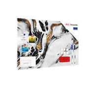 Magnetic Boards MetalBoard Golden White Marble 90x60cm a Magnetic Metal Poster with an Imprint for All Types of Magnets, Wall Mounted Durable 3D Printed + a Set of Accessories Included