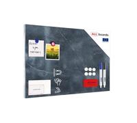 Magnetic Boards MetalBoard Gray Marble, Decorative Marble, Marble Surface 60x40cm a Magnetic Metal Poster for All Types of Magnets + a Set of Accessories Included
