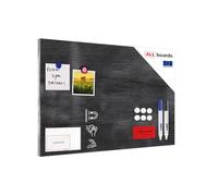 Magnetic Boards MetalBoard Gray Wood, Decorative Wood, Black Wood 60x40cm a Magnetic Metal Poster for All Types of Magnets + a Set of Accessories Included