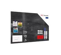 Magnetic Boards MetalBoard Gray Wood, Decorative Wood, Black Wood 90x60cm a Magnetic Metal Poster for All Types of Magnets + a Set of Accessories Included