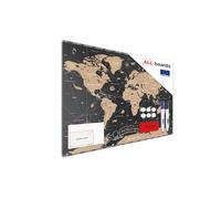 Magnetic Boards MetalBoard World MAP Black Vintage 60x40cm a Magnetic Metal Poster with an Imprint for All Types of Magnets, Wall Mounted Durable 3D Printed + a Set of Accessories Included