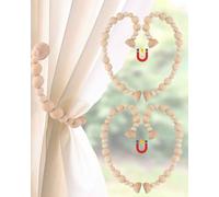 Magnetic Boho Curtain Tie Backs - Beaded Curtain Tiebacks, Strong Magnets Clousure, Wood Bead Curtain Holdbacks for Boho Bedroom Decor, Boho Home Decor, Nursery Decor, Wood,4