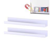 Magnetic Book Holder, 2 Pieces, Acrylic Floating Shelves, Punch-Free Book , Magnetic Rack for Fridge, Kitchen Storage, Whiteboard Holder for Classroom, Office or Metal Surfaces
