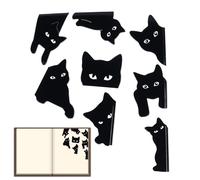 Magnetic Bookmarks - 8 Pieces Reusable Black Cat Bookmarks Set for Home Office Classroom Library Page Textbook Document Diary Kids Students